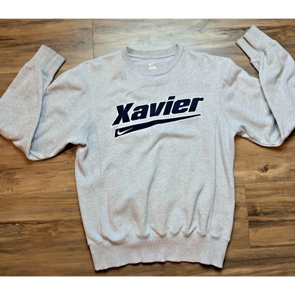Xavier Musketeers SizeSL Gray Nike Crewneck Sweatshirt Pullover Cotton